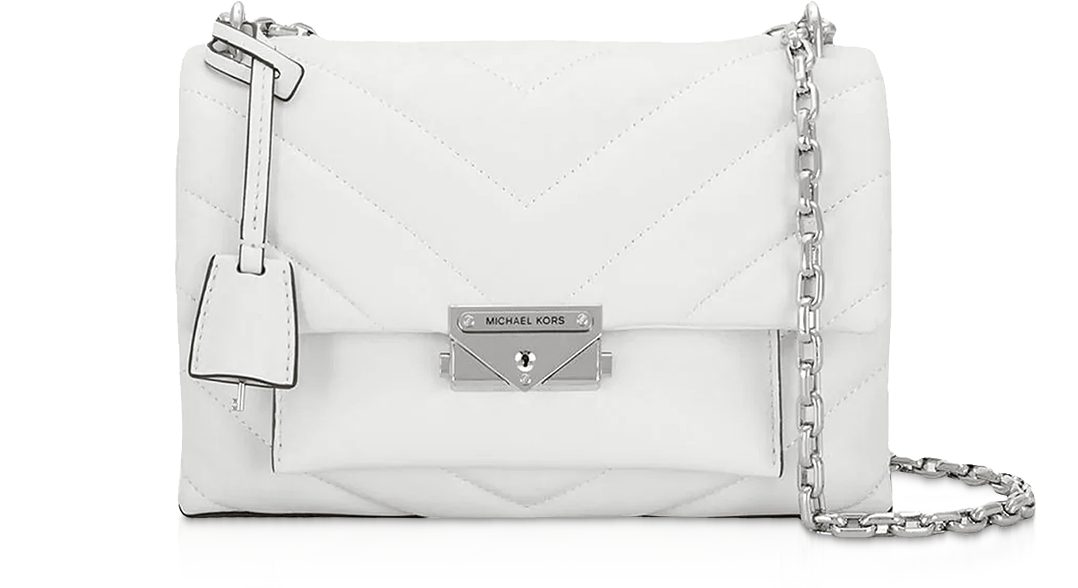 Michael Kors Signature Cora Medium Zip Pouchette Bag Bright White