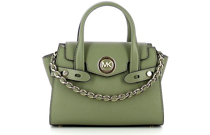 Green Carmen Extra-Small Saffiano Leather Belted Satchel Bag - Michael Kors