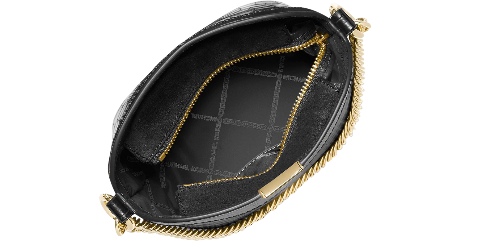 Michael Kors Black Xs Croco Embossed Leather Bea Bucket Bag at FORZIERI