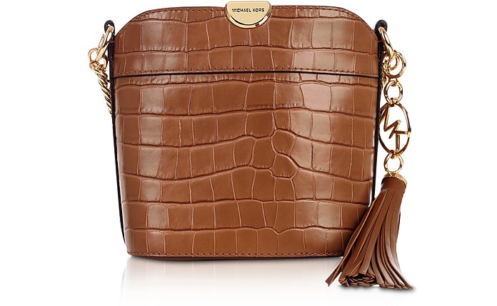 Michael Kors Chestnut Xs Croco Embossed Leather Bea Bucket Bag at FORZIERI