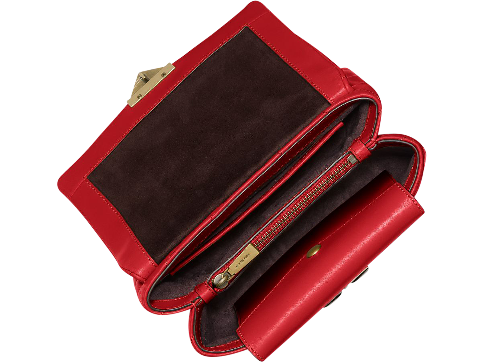 Michael Kors Cece Medium Leather Shoulder Bag in Red