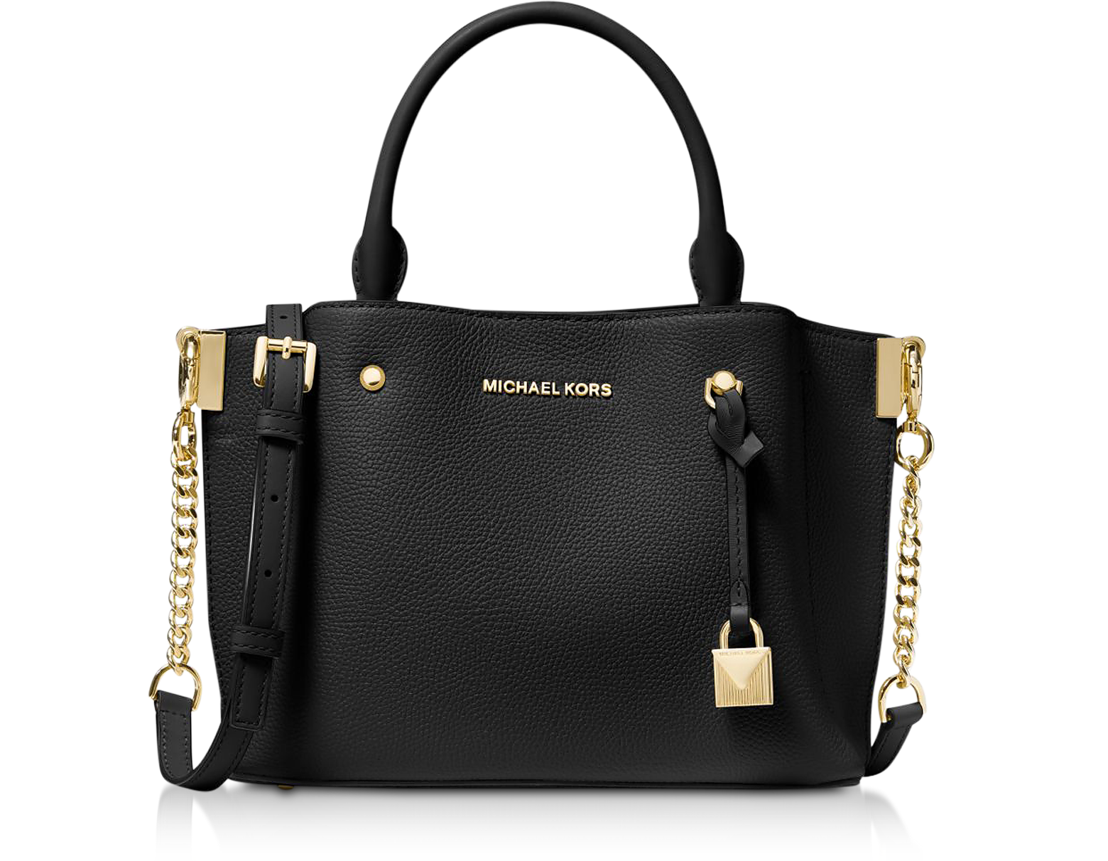 Michael Kors Black Arielle Small Pebbled Leather Satchel at FORZIERI