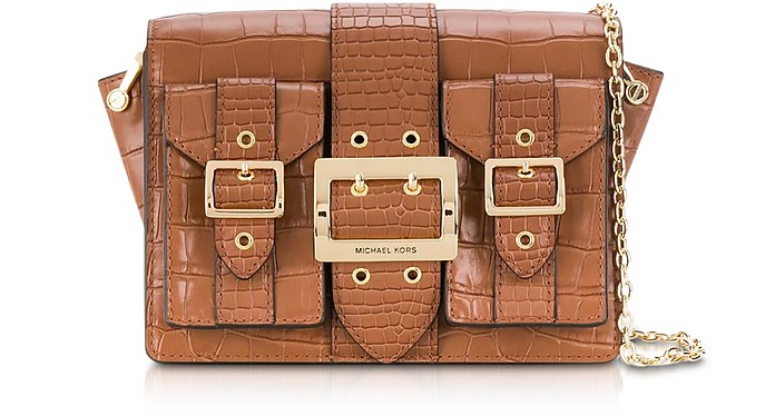 Hayden Medium Crocodile-embossed Leather Messenger Bag - Michael Kors