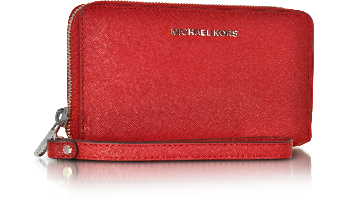 bright red michael kors wallet