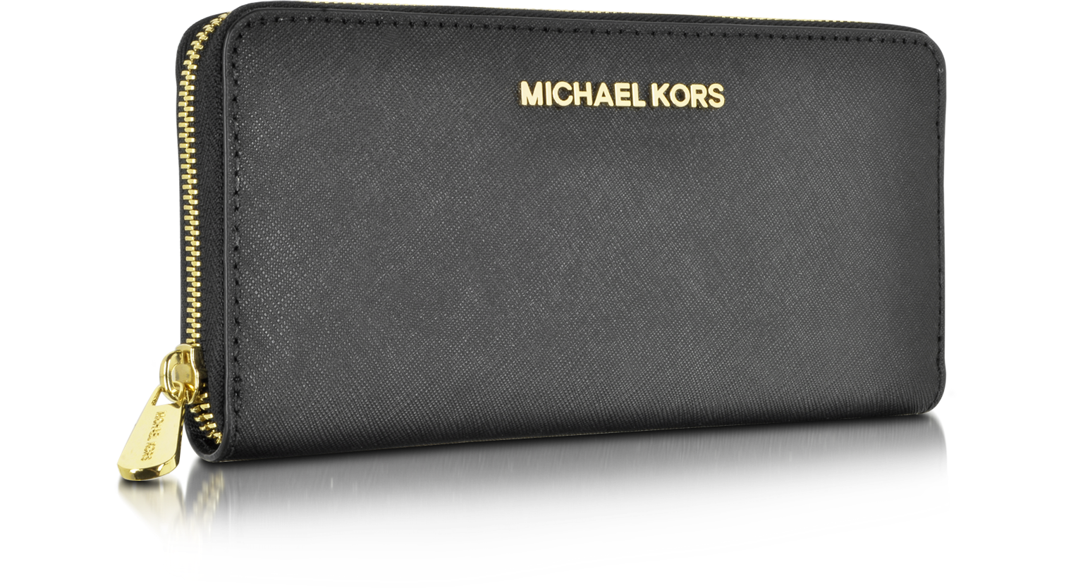 Michael Kors Black Jet Set Travel Saffiano Leather Continental Wallet ...