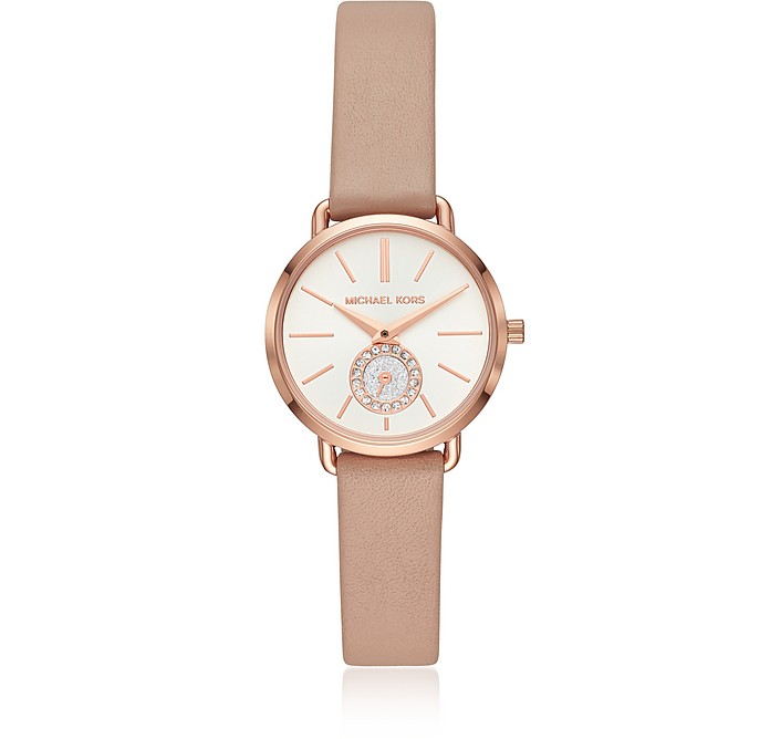 Petite Portia Rose Gold Tone and Blush Leather Watch - Michael Kors