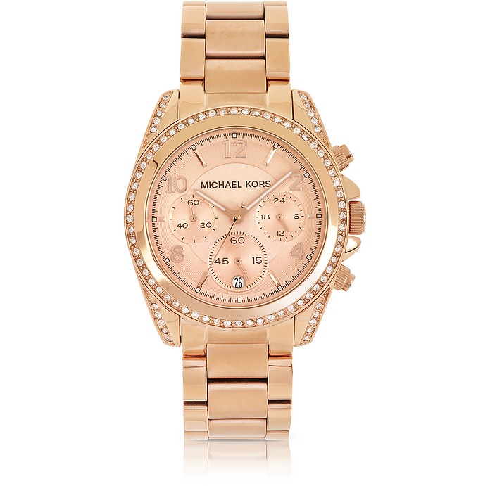 Rose Golden Stainless Steel Blair Chronograph Glitz Women's Watch - Michael Kors