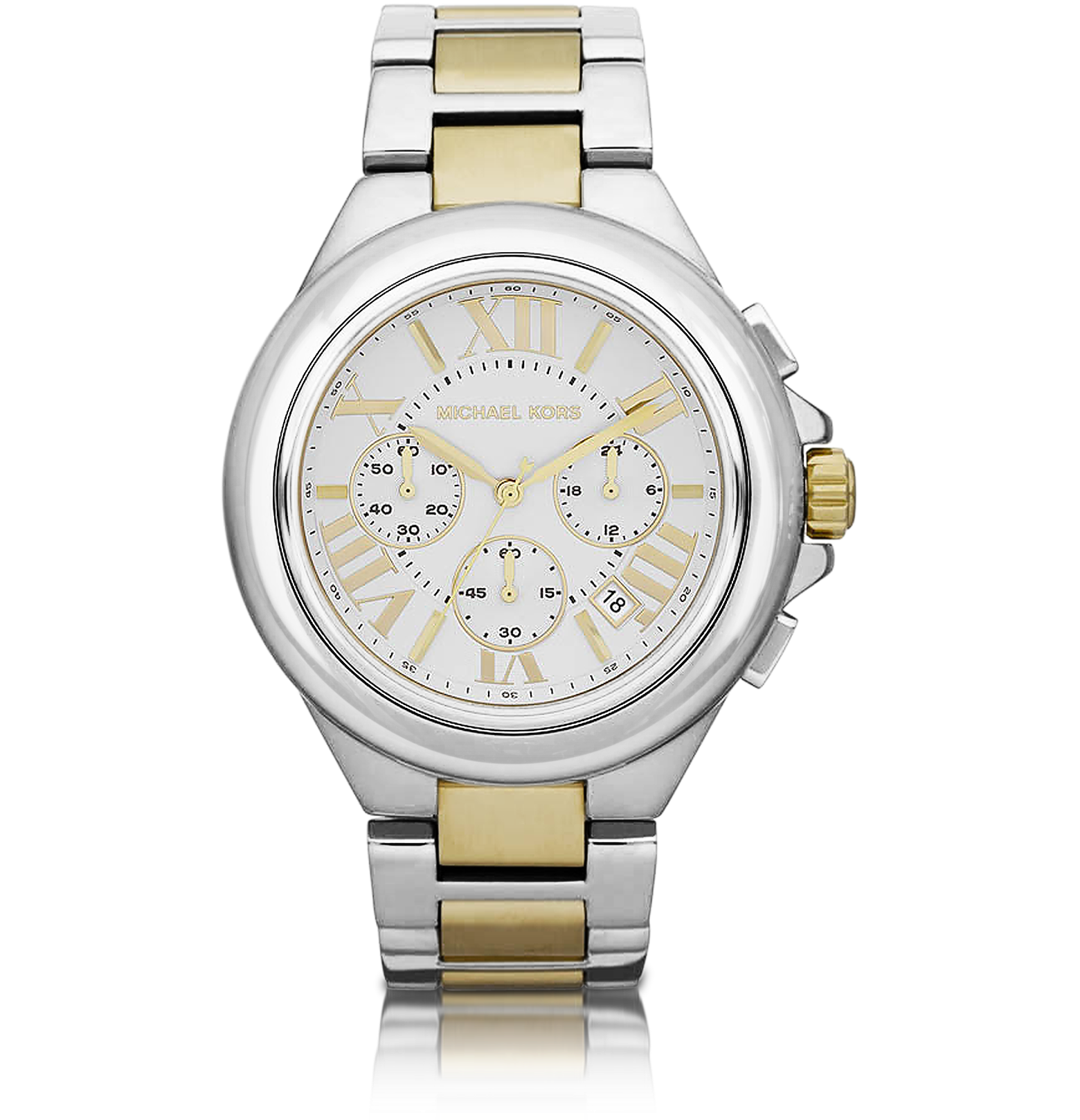 Michael Kors Mid-Size Two Tone Stainless Steel Camille Chronograph ...