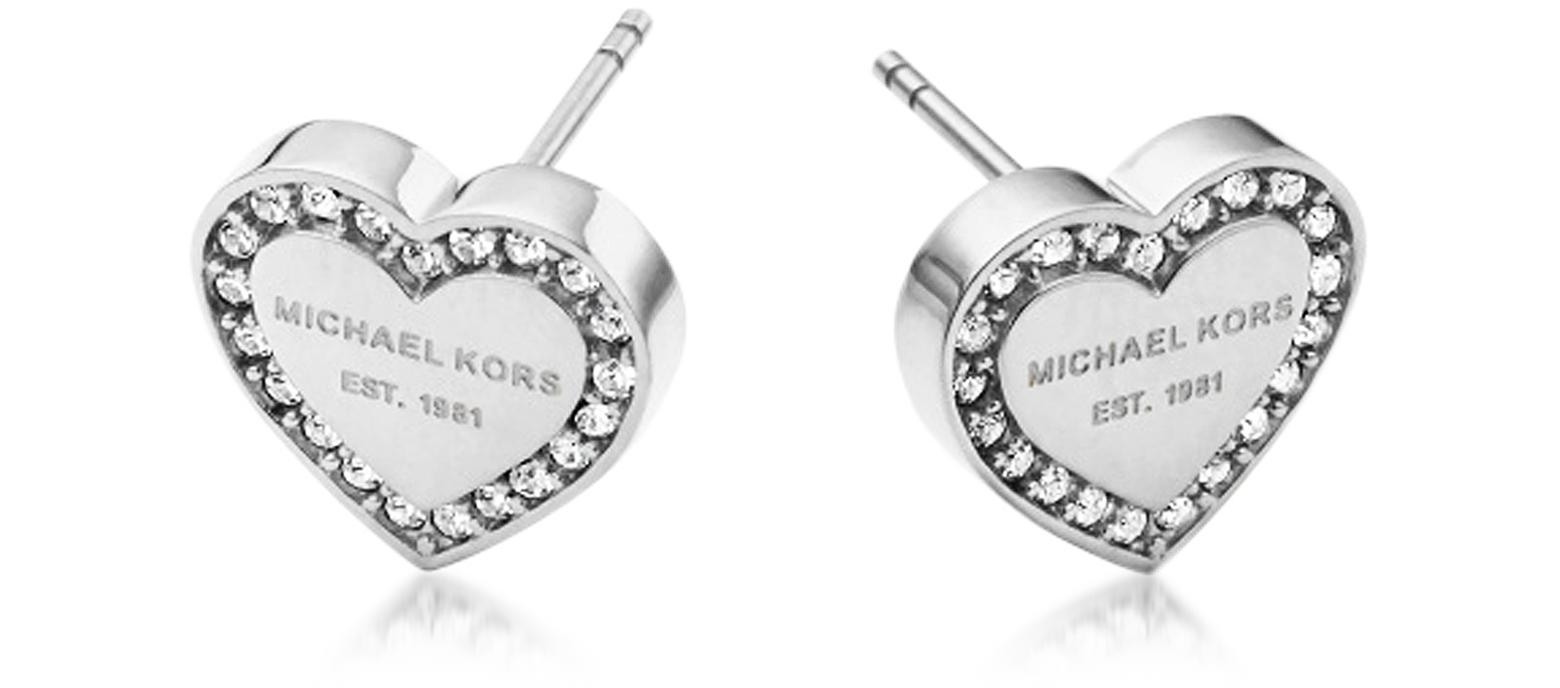 michael kors heart earrings silver