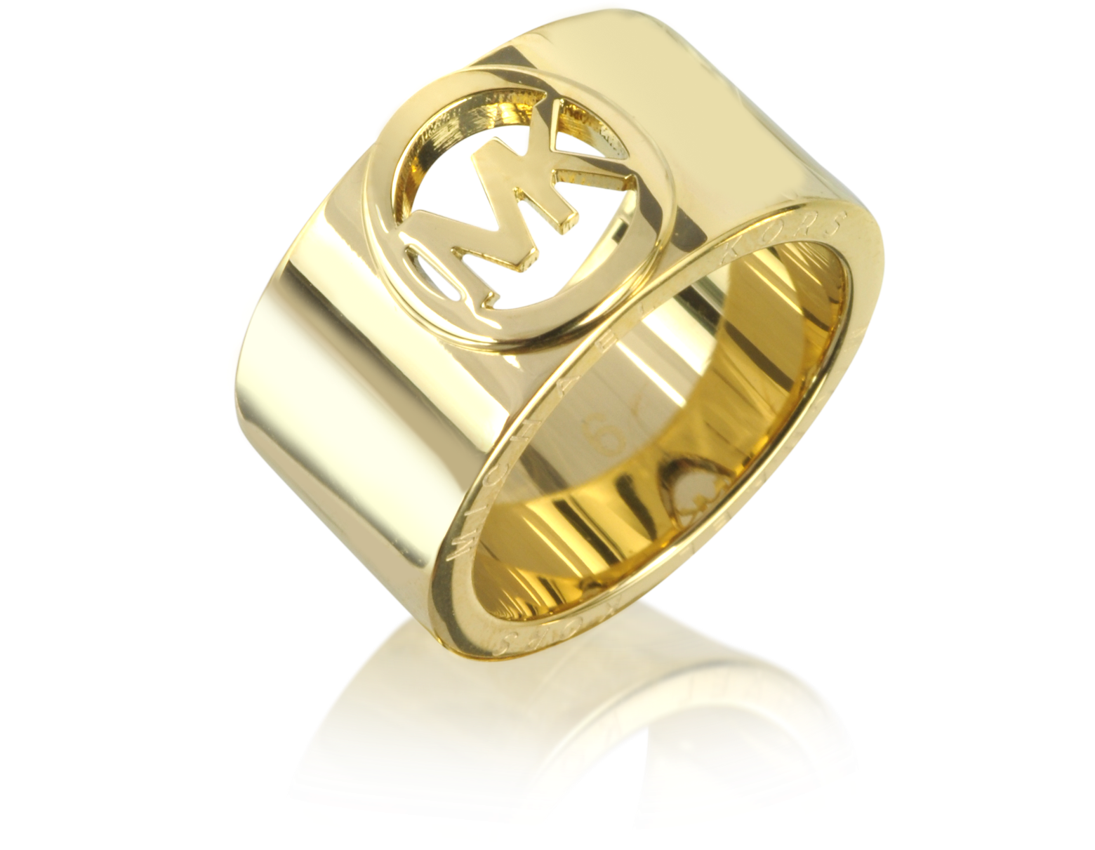 Golden Brass MK Logo Women's Ring 