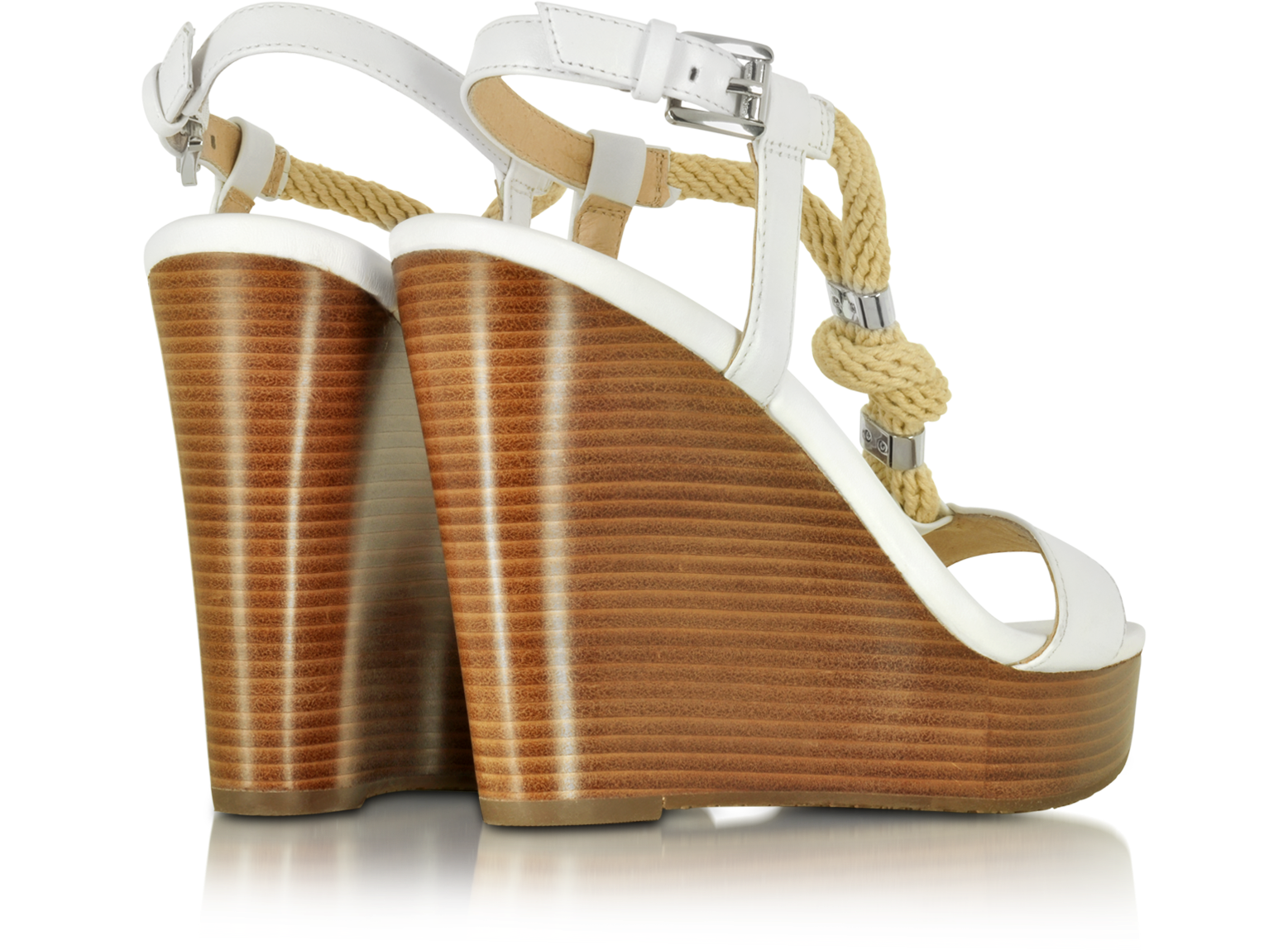 Michael Kors Holly Rope and Optic White Leather Wedge Sandal 9.5M US at ...