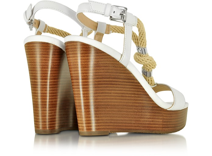 Michael Kors Holly Rope and Optic White Leather Wedge Sandal 9.5M US at ...