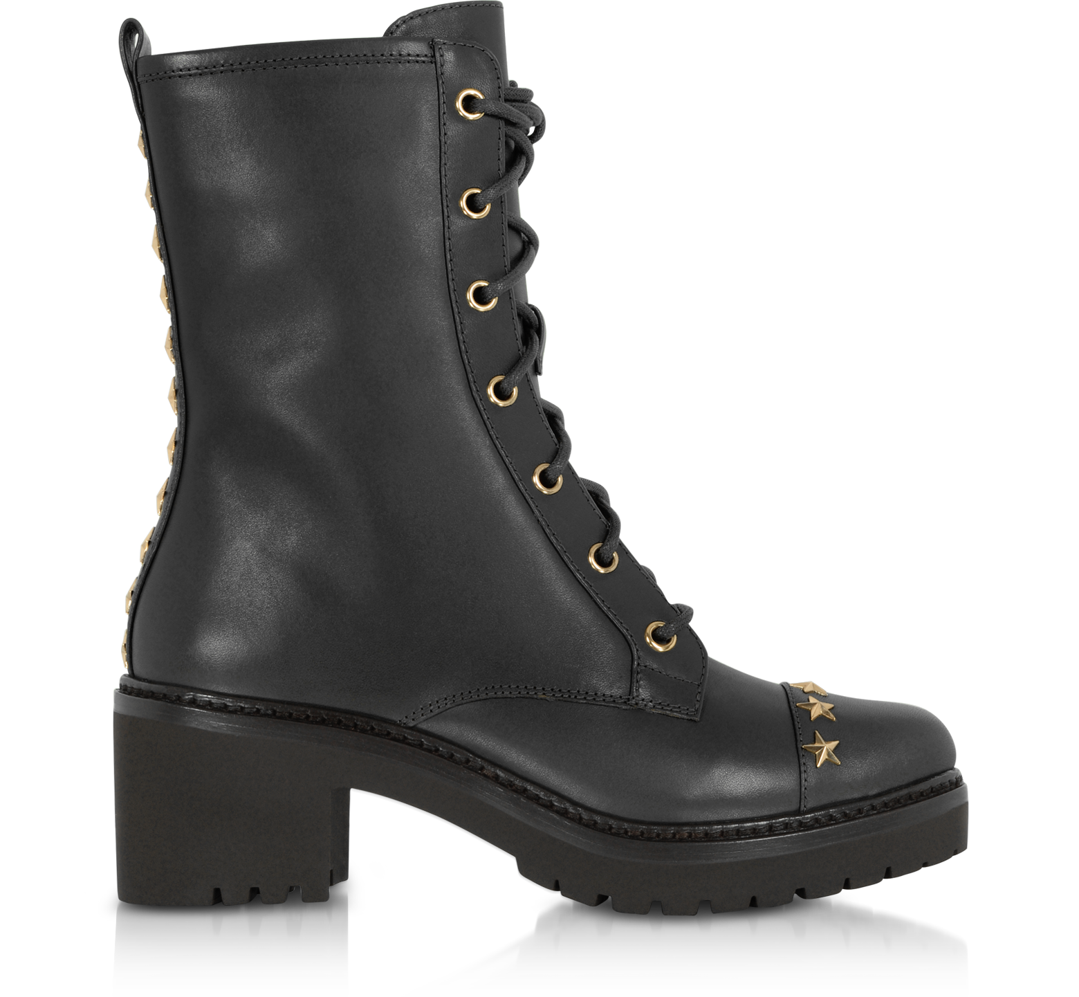 Michael Kors Cody Black Leather Mid-Heel Boots w/Star Studs 5M US at ...