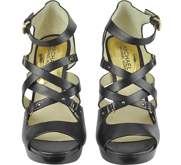 Michael Kors Cindy - Black Leather Sandal 6 (6 US | 3.5 UK | 36 EU) at ...