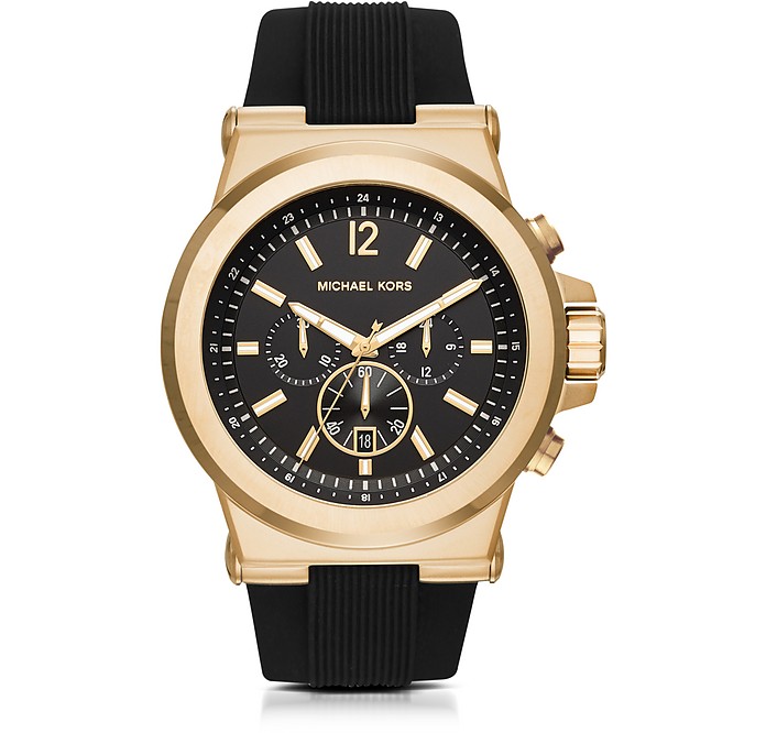 Dylan Golden Stainless Steel Men's Chronograph Watch w/Rubber Strap - Michael Kors / }CP R[X