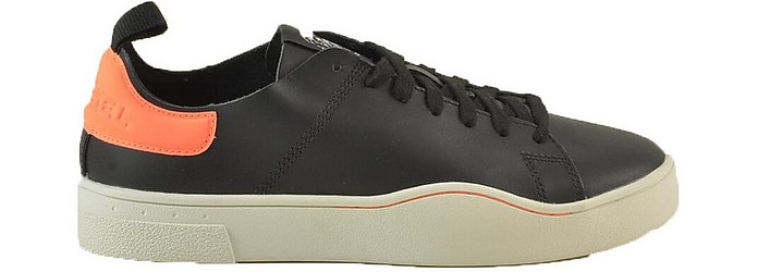 Black/Peach Leather Men's Flat Sneakers - Diesel