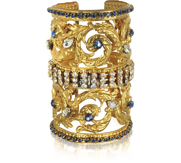 Brass Crystal Cuff Bracelet