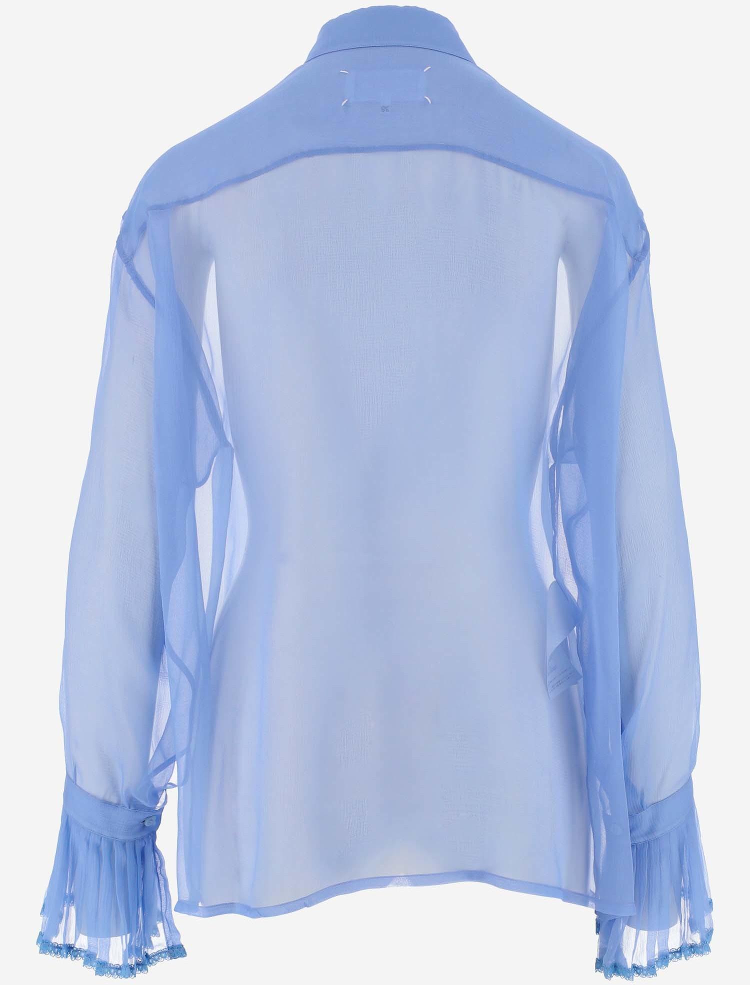 Maison Margiela Transparent Sky Blue Silk Women\'s Ruffle Shirt 40 IT at  FORZIERI