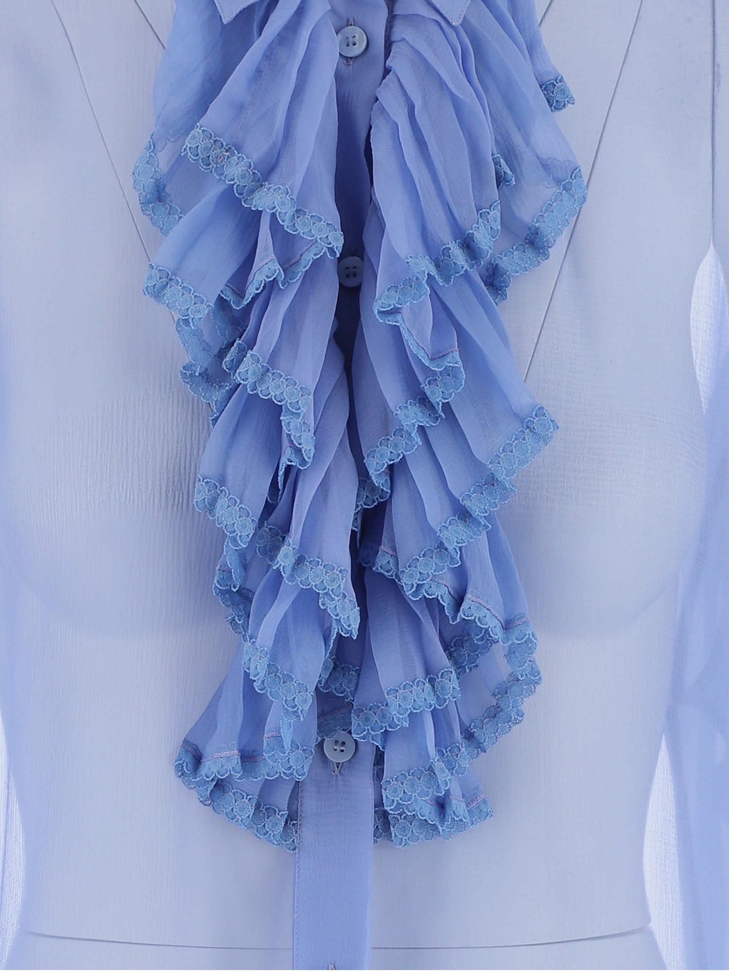 Maison Margiela at Women\'s Sky Transparent 40 IT Shirt Blue Ruffle FORZIERI Silk