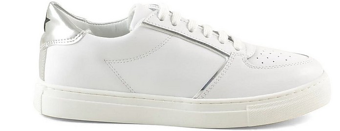 White Leather Women's Flat Sneakers - Marella