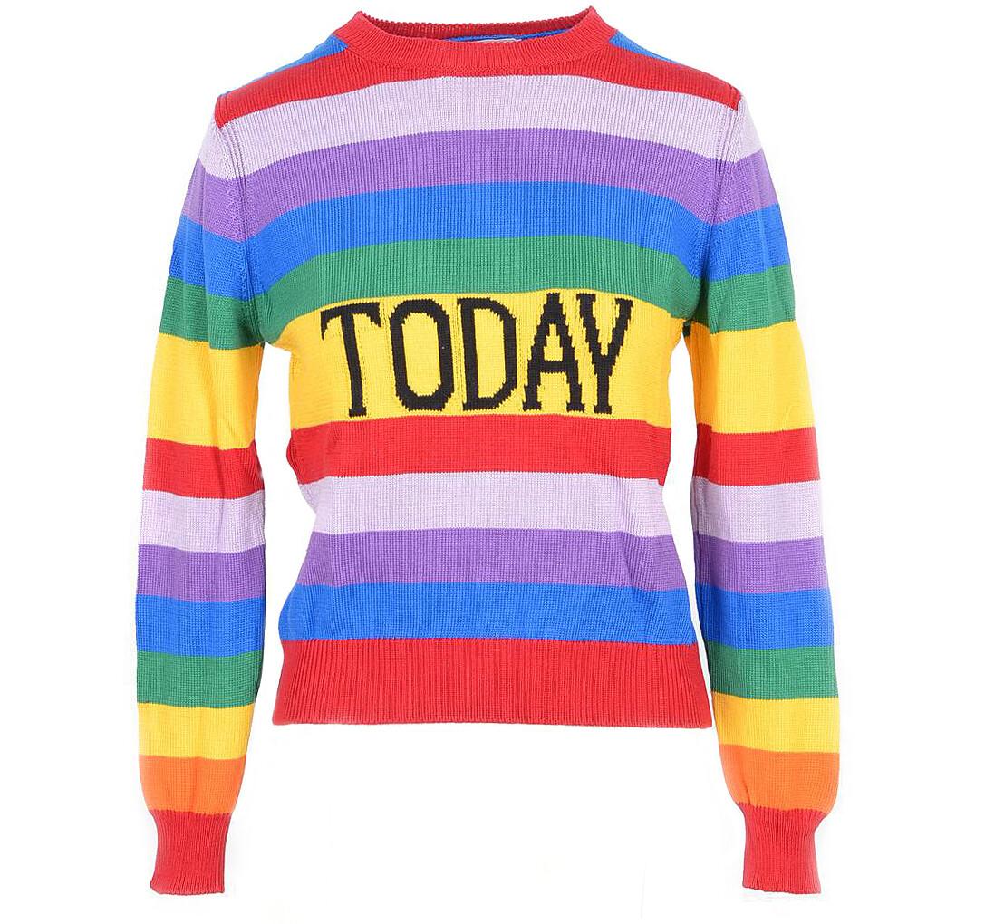 Alberta Ferretti Rainbow Striped Cotton Women's Sweater 6 (USA) - 42 at FORZIERI