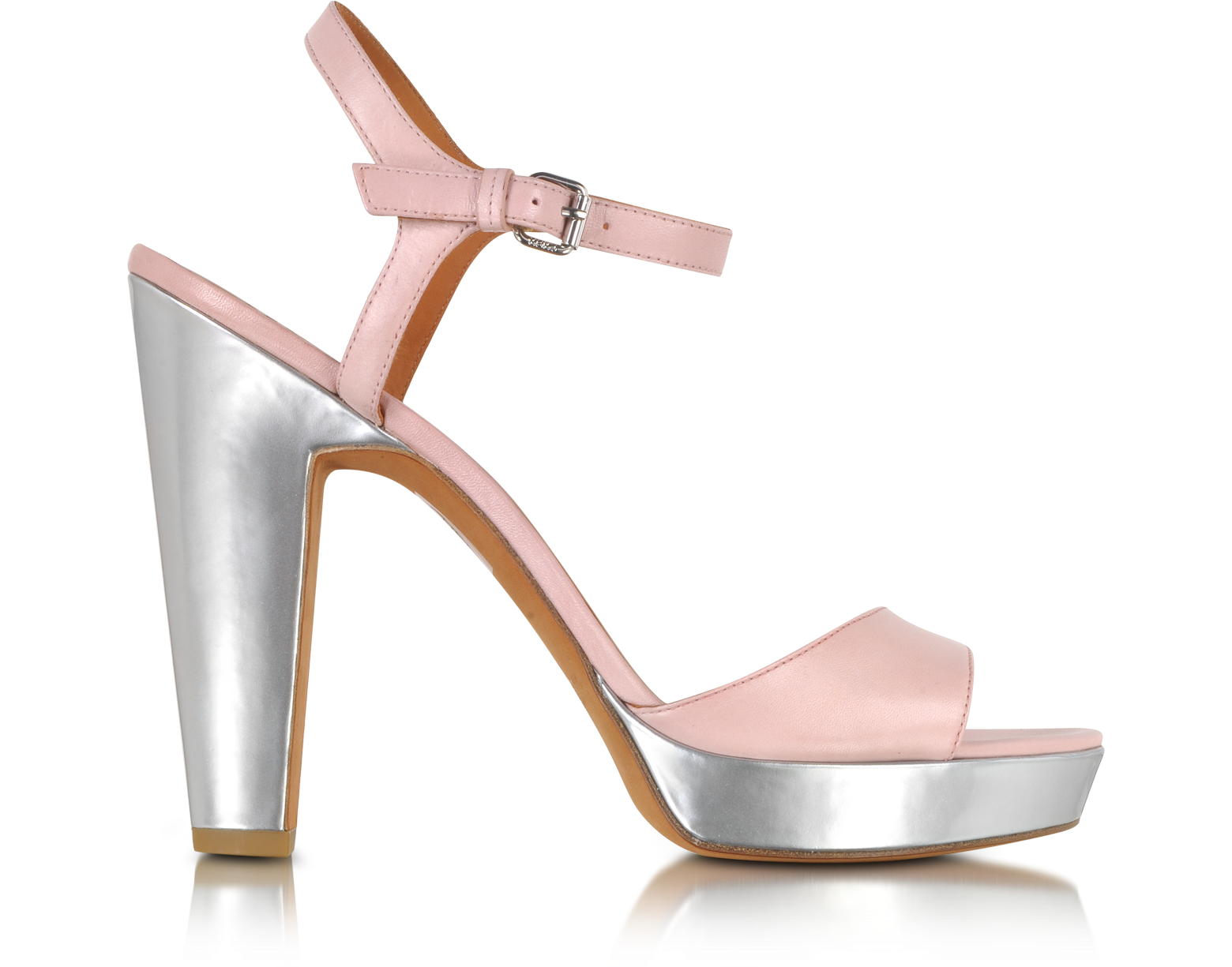 Marc by Marc Jacobs Light Pink and Silver Leather Platform Sandal 40 IT ...