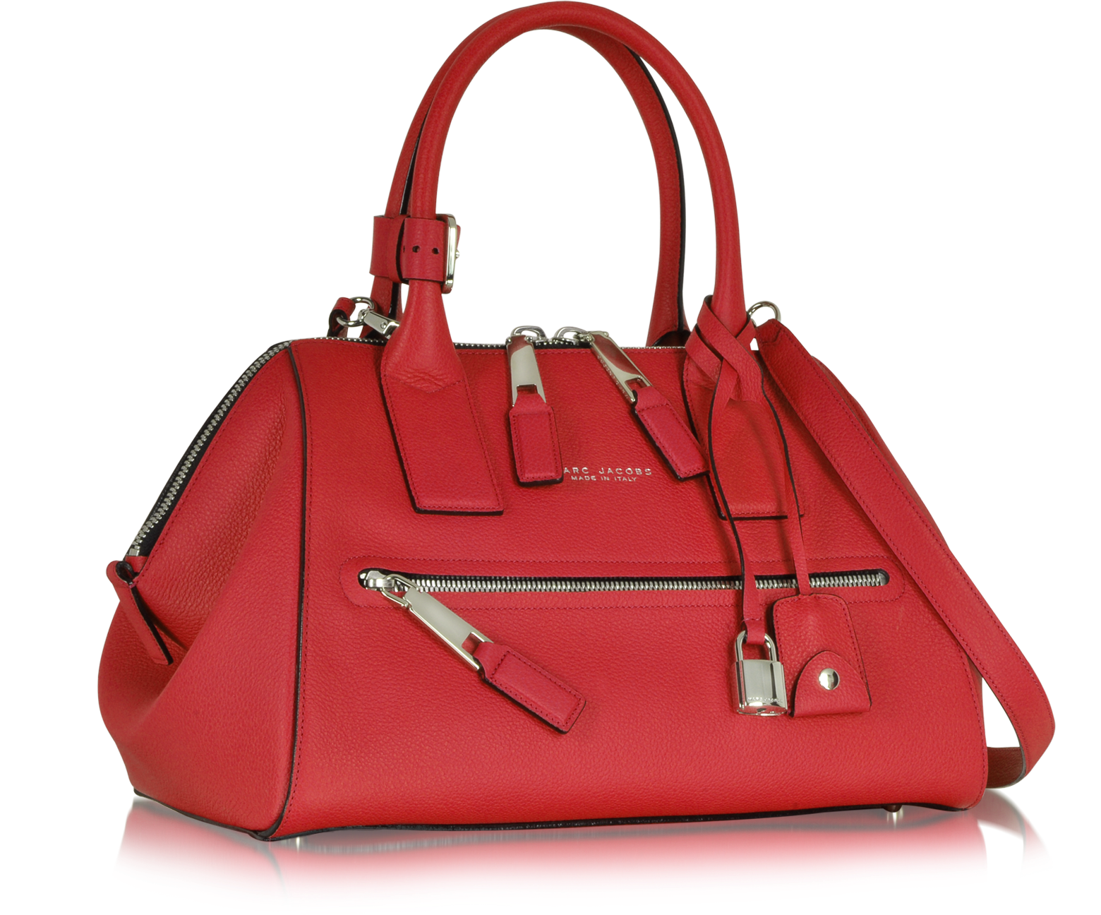 Marc Jacobs Textured Small Incognito Scarlet Leather Satchel at FORZIERI