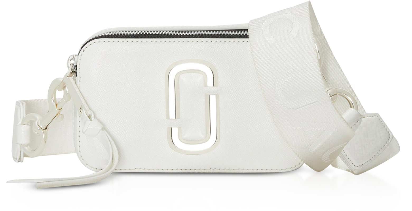Marc Jacobs White Snapshot DTM Small Saffiano Leather Camera Bag at FORZIERI