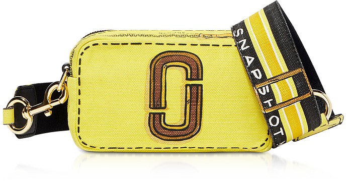 Marc Jacobs Yellow Cotton & Linen The Trompe L'oeil Snapshot Camera Bag at FORZIERI