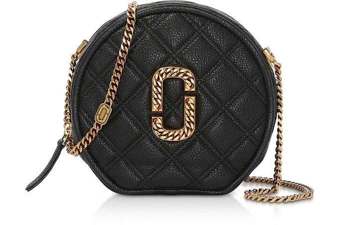 Marc Jacobs Black Leather The Status Round Crossbody Bag at FORZIERI
