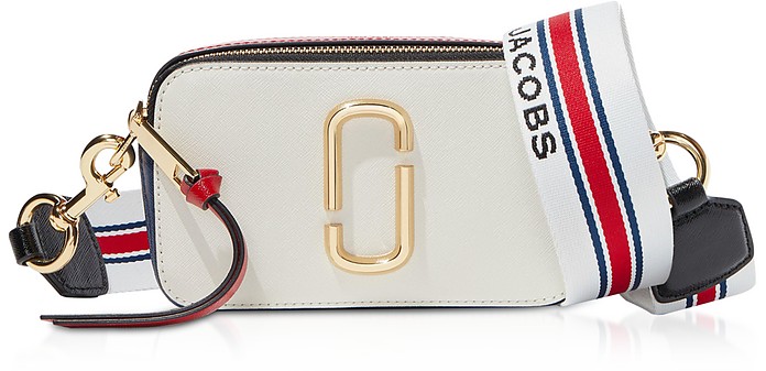 Marc Jacobs White The Snapshot Small Saffiano Leather Camera Bag