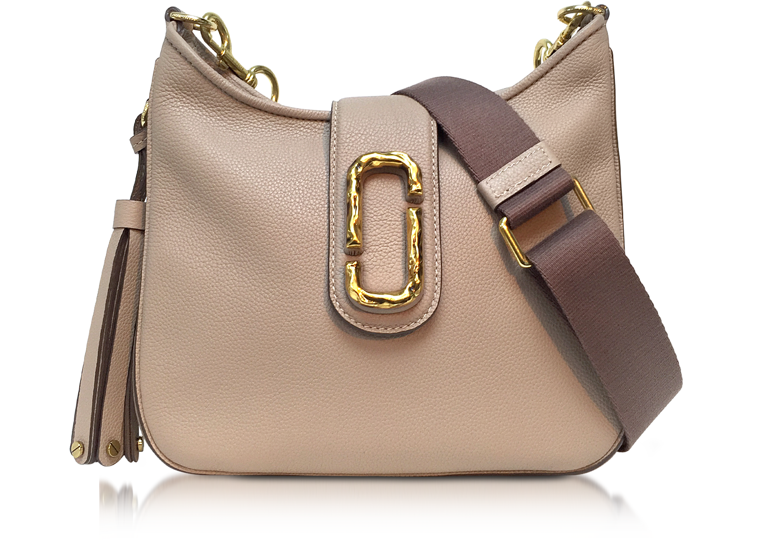 Marc Jacobs Interlock Taupe Leather Small Hobo Bag at FORZIERI