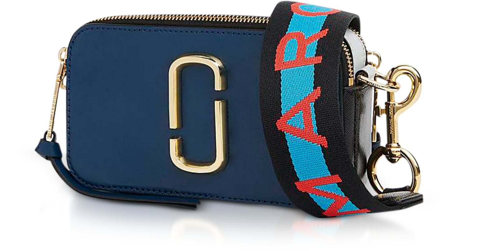 Marc Jacobs Sea Blue The Logo Strap Snapshot Small Saffiano Leather Camera  Bag at FORZIERI