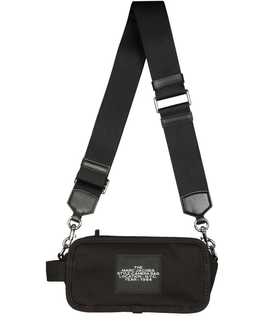 Marc Jacobs Black The Logo Strap Snapshot Small Saffiano Leather Camera Bag  at FORZIERI