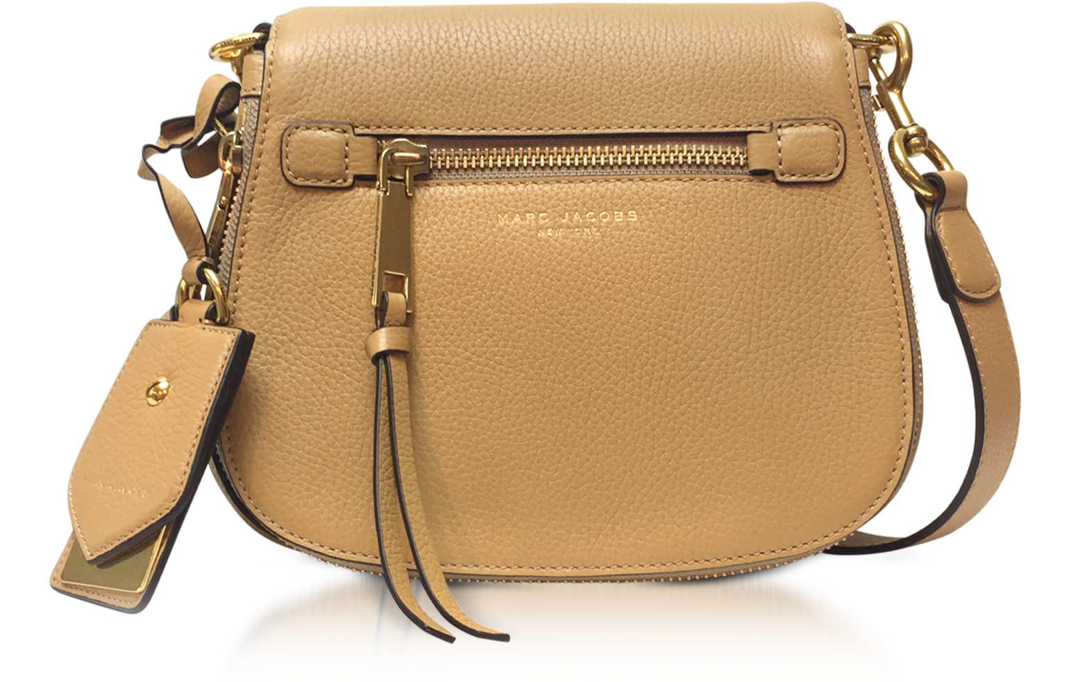 Marc Jacobs Recruit Golden Beige Leather Small Saddle Bag at FORZIERI