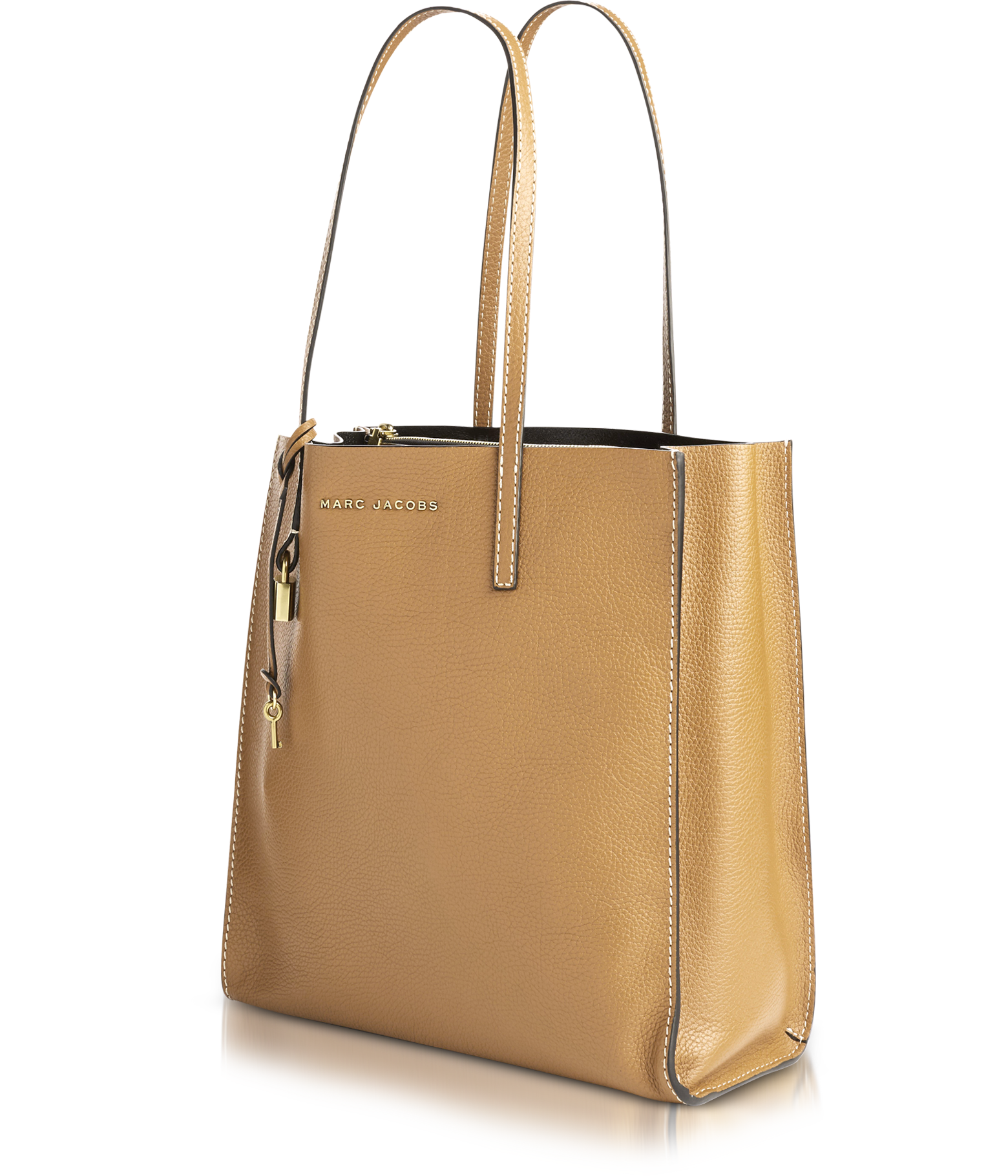 Marc Jacobs Golden Beige Leather The Grind Shopper Tote Bag at FORZIERI