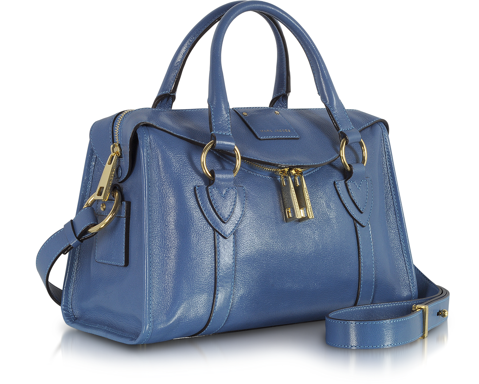 Marc Jacobs Small Fulton Denim Blue Leather Satchel Bag w/Shoulder ...