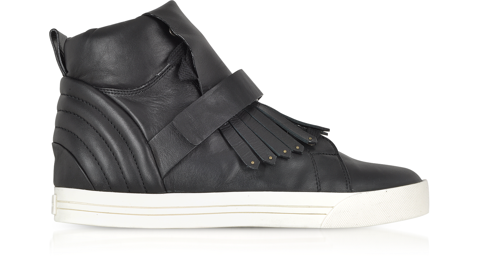 Marc Jacobs Black High Top Fringed Leather Sneaker 35 IT/EU at FORZIERI