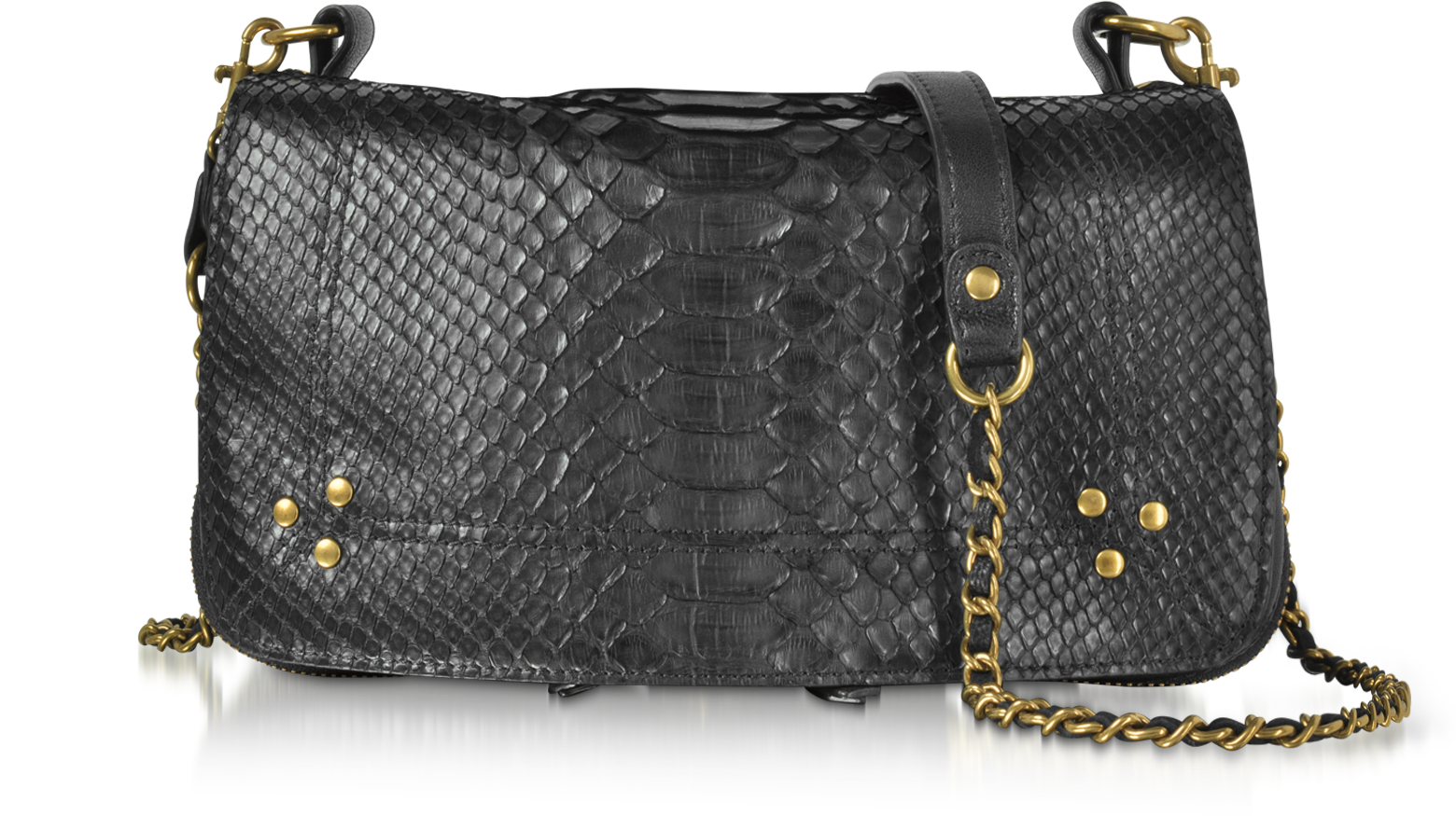 Jerome Dreyfuss Bobi Black Python Leather Shoulder Bag at FORZIERI