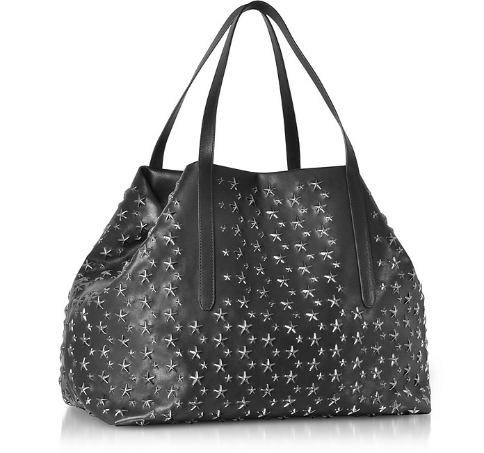 Jimmy Choo Black Stars Studded Leather Pimlico Large Tote Bag at 