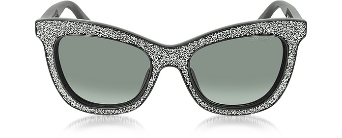 FLASH/S F18HD Black Silver Glitter Women's Sunglasses - Jimmy Choo