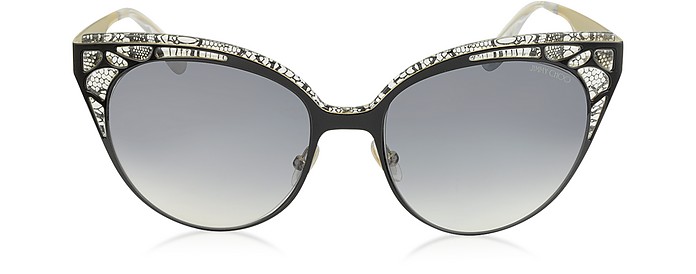 ESTELLE/S ENYLF Cat Eye Sonnenbrille aus schwarzem Metall - Jimmy Choo
