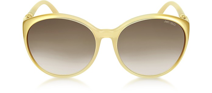 MARINE/S BVFJS Gold Round Frame Sunglasses - Jimmy Choo