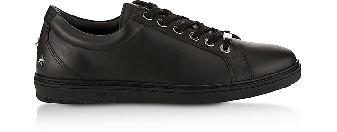 Black Leather CASH Low Top Trainers - Jimmy Choo