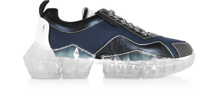Blue Techno Mesh and Leather DIAMOND/M Low Top Sneakers - Jimmy Choo / W~[ `E