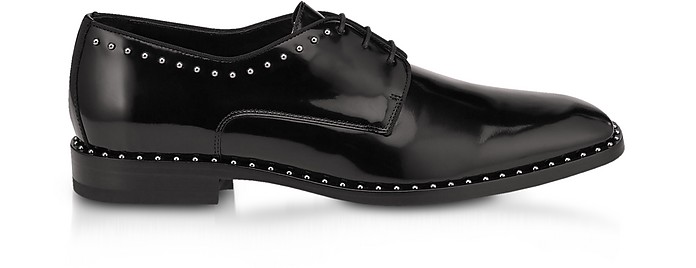 Stefan - Chaussures Oxford en Cuir Brillant Noir avec Clous - Jimmy Choo