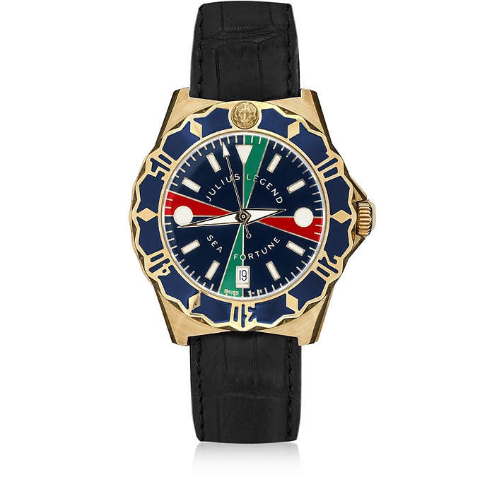 Sea Fortune Diver - Reloj Oro 18K y Piel - Julius Legend