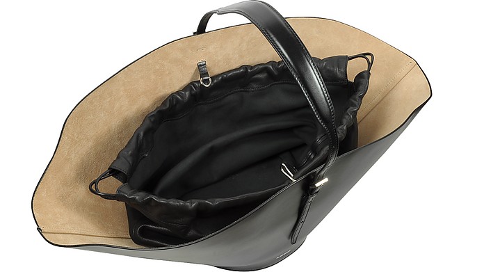 Jil Sander Black Leather Sombrero Medium Bag at FORZIERI