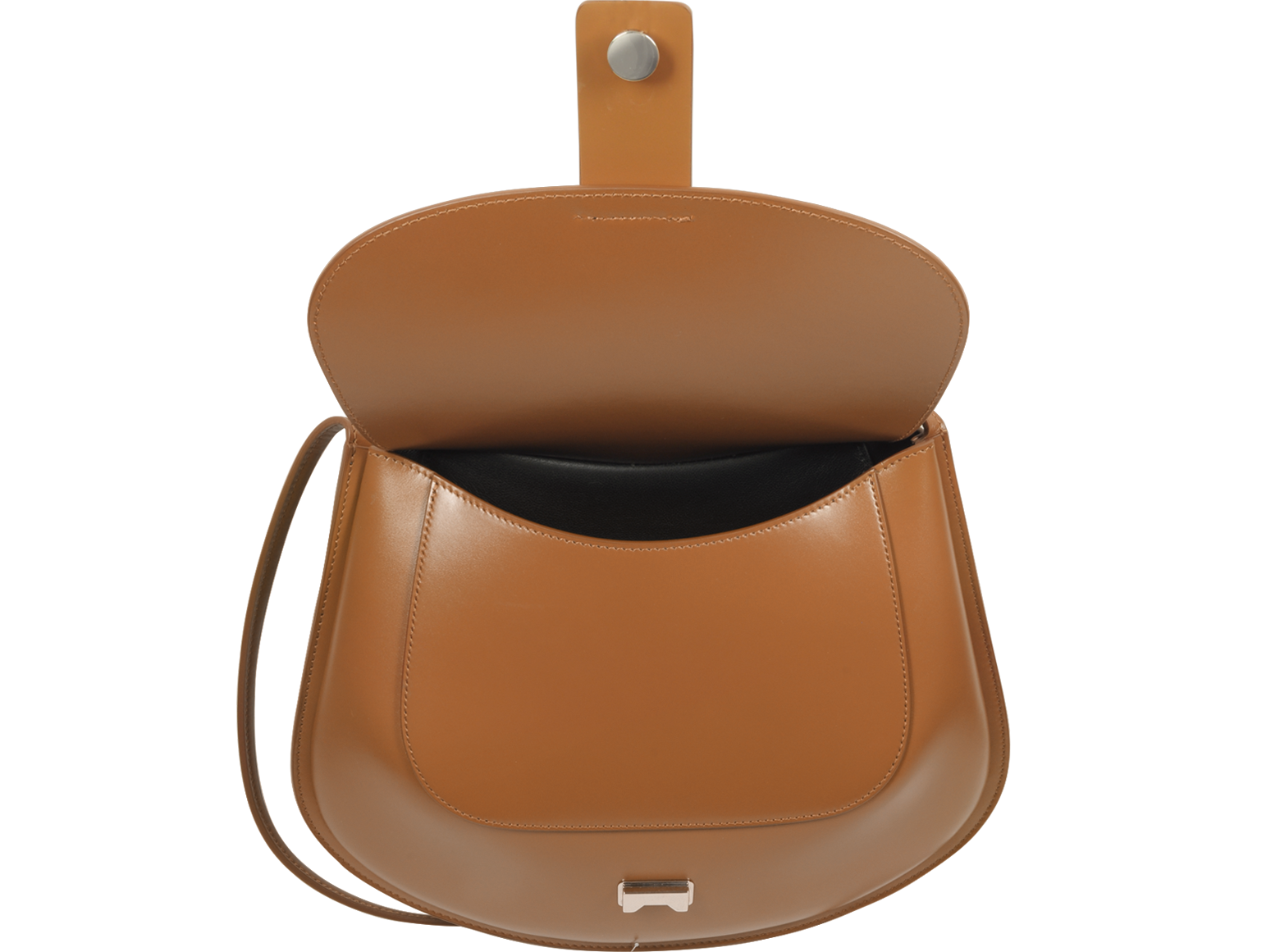 Jil Sander Brown Leather Small Crescent Shoulder Bag at FORZIERI