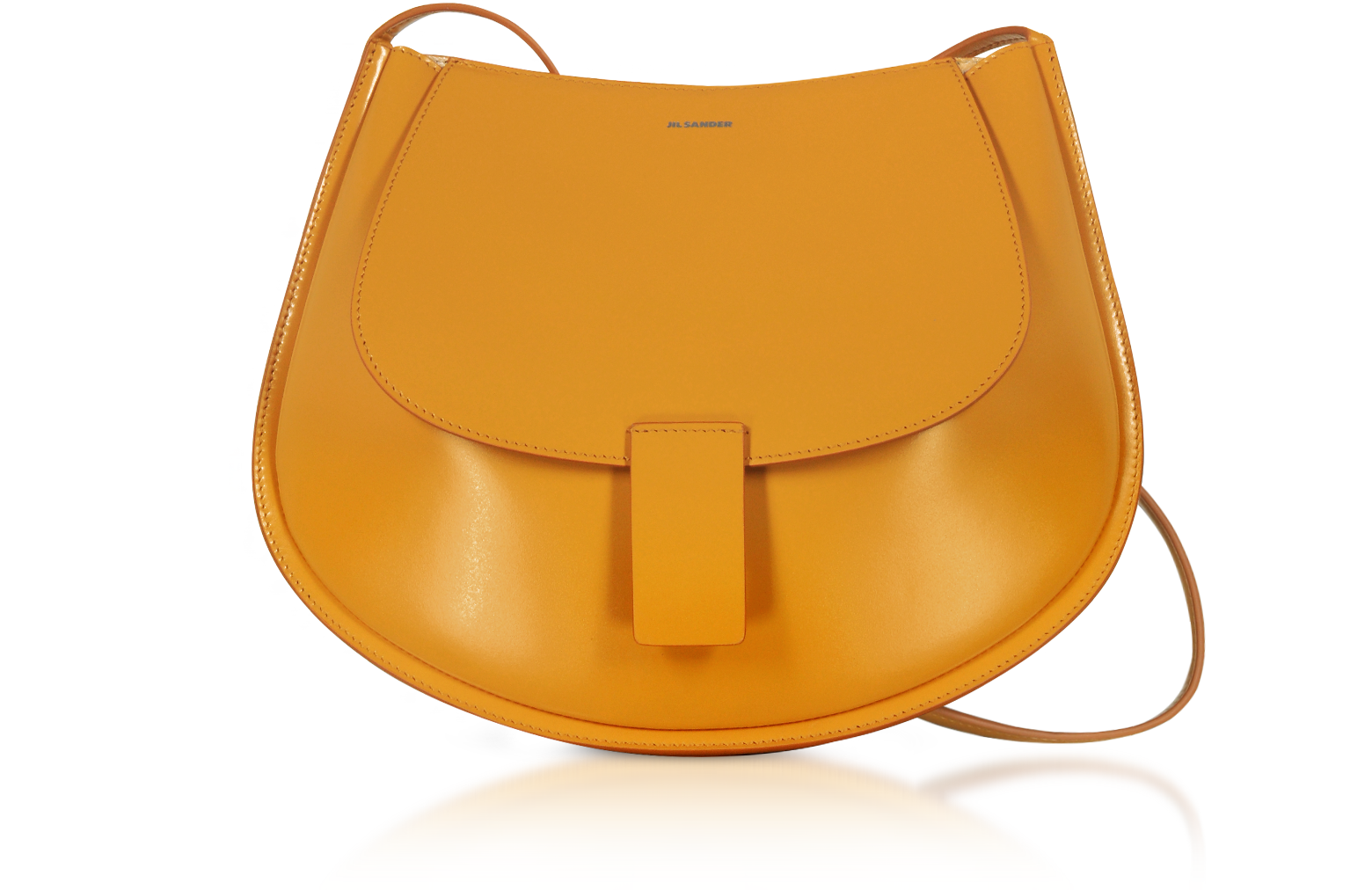 Jil Sander Mustard Yellow Leather Small Crescent Shoulder Bag at FORZIERI